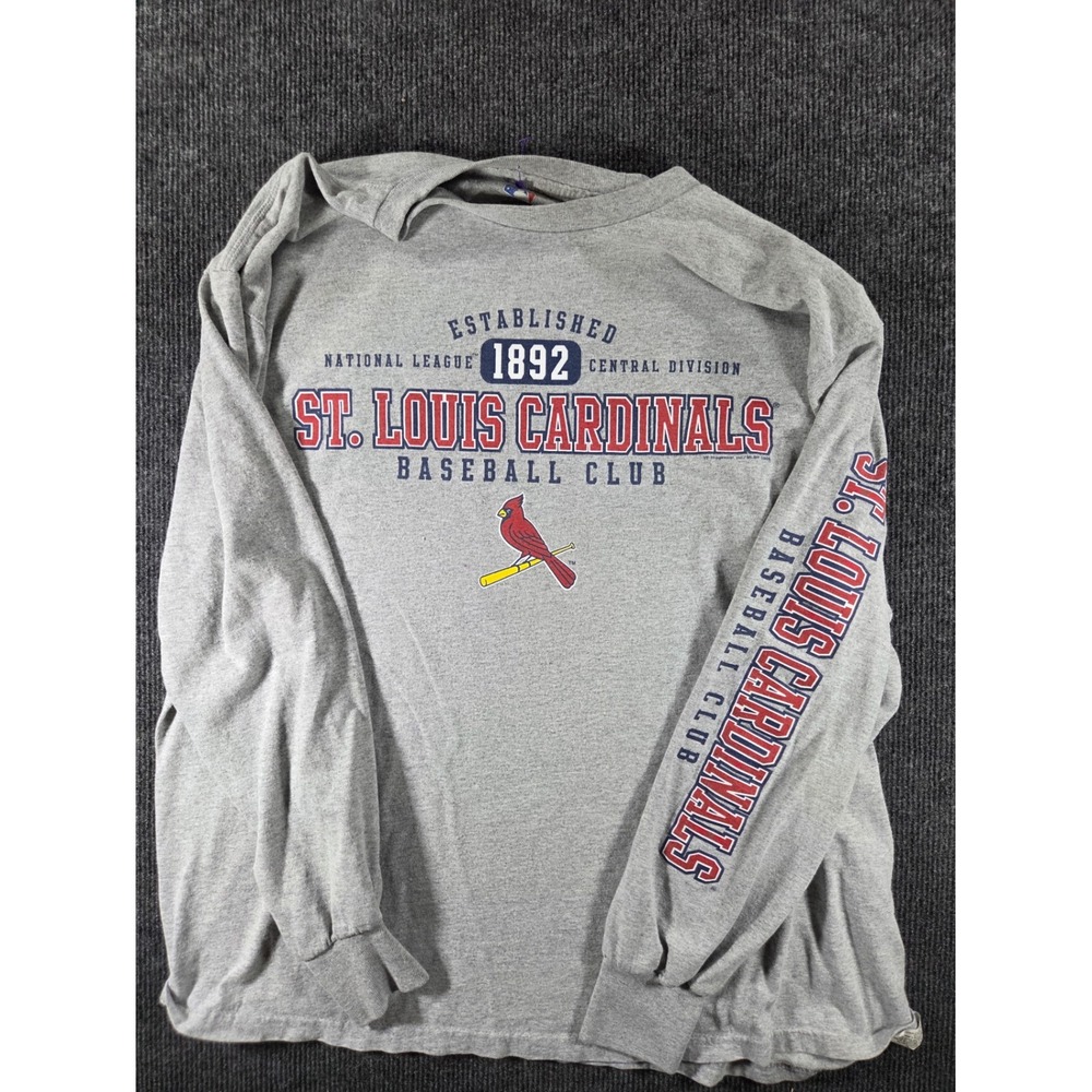 MLB St. Louis Cardinals Long Sleeve T-Shirt Heather Gray Mens Large 1892 Graphic